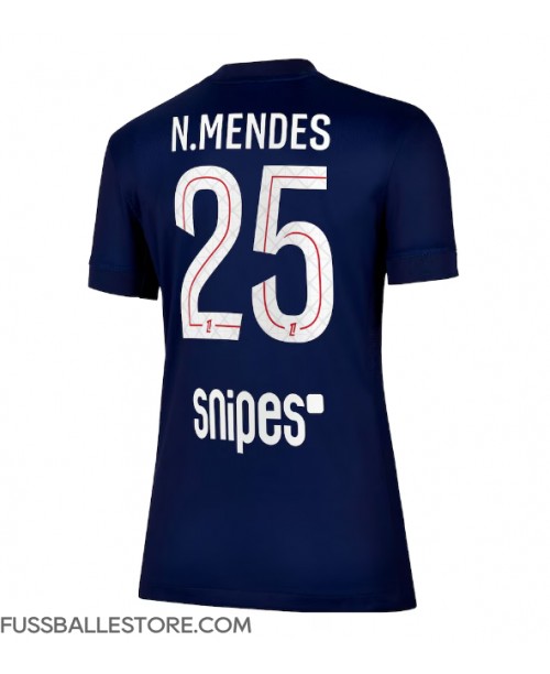Günstige Paris Saint-Germain Nuno Mendes #25 Heimtrikot Damen 2025-26 Kurzarm Günstige Paris Saint-Germain Nuno Mendes #25 Heimtrikot Damen 2025-26 Kurzarm